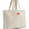 Heart-logo tote bag in cotton canvas