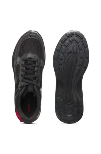 Heel-spoiler trainers with faux-suede accents