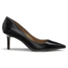 Heeled leather pumps with debossed logo