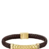Herringbone-design cuff in brown leather