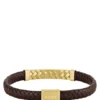 Herringbone-design cuff in brown leather