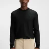 Herringbone-pattern sweater in wool and cotton