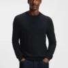 Herringbone-pattern sweater in wool and cotton