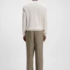 Herringbone-pattern sweater in wool and cotton