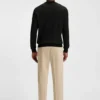 Herringbone-pattern sweater in wool and cotton