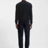 Herringbone-pattern sweater in wool and cotton