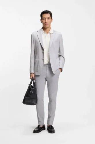 Herringbone regular-fit jacket in a cotton blend