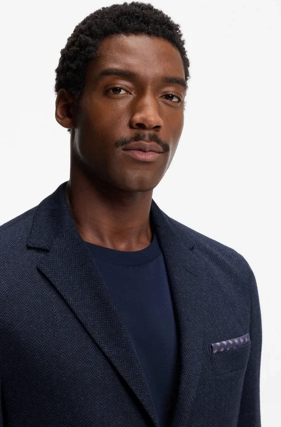 Herringbone regular-fit jacket in a cotton blend Herringbone regular-fit jacket in a cotton blend
