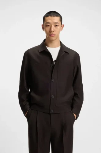 Herringbone slim-fit jacket in performance-stretch cloth