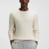 Herringbone-structure sweater in virgin wool