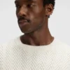 Herringbone-structure sweater in virgin wool