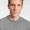 Herringbone-structure sweater in virgin wool