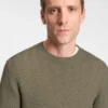 Herringbone-structure sweater in virgin wool