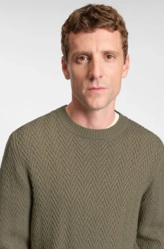 Herringbone-structure sweater in virgin wool