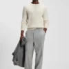 Herringbone-structure sweater in virgin wool