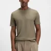 Herringbone-structure T-shirt in cotton