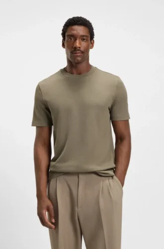 Herringbone-structure T-shirt in cotton