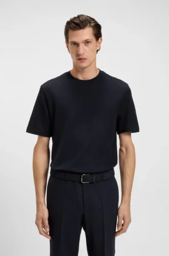 Herringbone-structure T-shirt in cotton