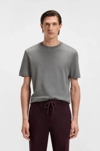 Herringbone-structure T-shirt in cotton