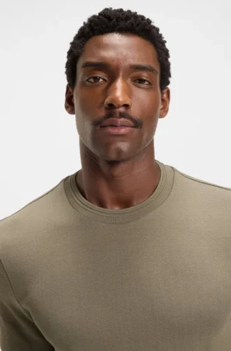 Herringbone-structure T-shirt in cotton