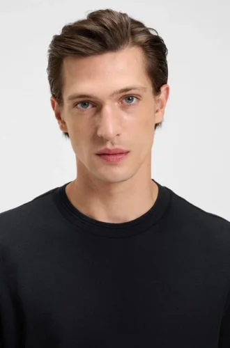 Herringbone-structure T-shirt in cotton