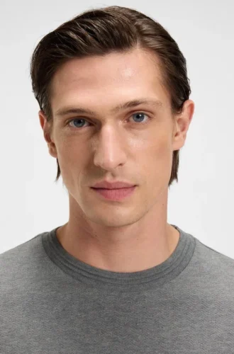 Herringbone-structure T-shirt in cotton