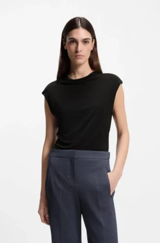 High-neck top in matte fabric