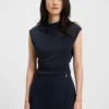 High-neck top in matte fabric
