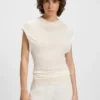 High-neck top in matte fabric