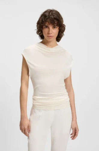 High-neck top in matte fabric