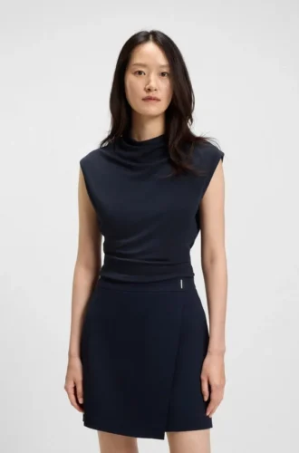 High-neck top in matte fabric