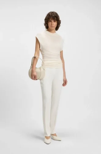 High-neck top in matte fabric