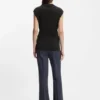 High-neck top in matte fabric