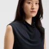 High-neck top in matte fabric