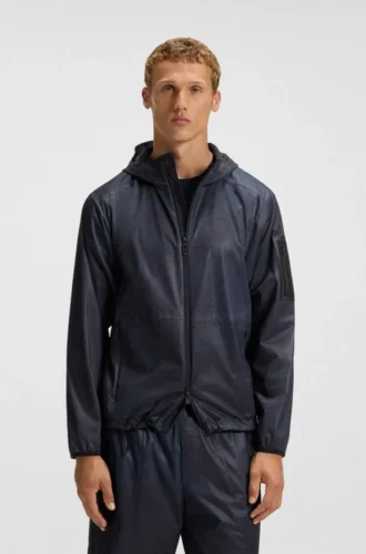 Hooded parka jacket with all-over print