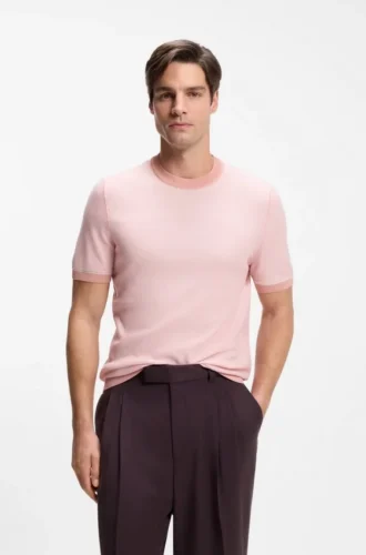 Horizontal-stripe sweater in a cotton blend