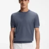 Horizontal-stripe sweater in a cotton blend