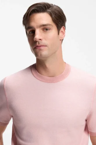 Horizontal-stripe sweater in a cotton blend