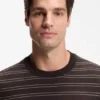 Horizontal-stripe sweater in a cotton blend