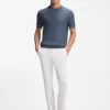 Horizontal-stripe sweater in a cotton blend