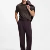 Horizontal-stripe sweater in a cotton blend