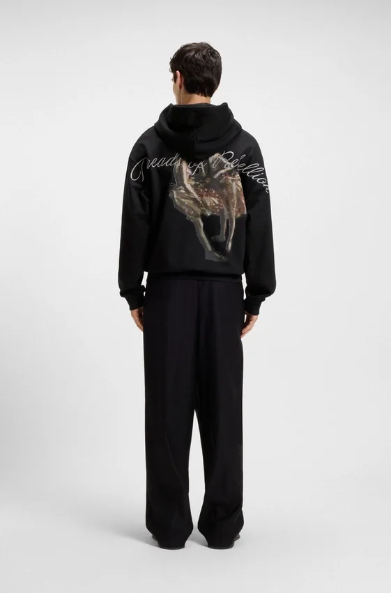 HUGO x apoh ballerina-artwork hoodie in cotton terry HUGO x apoh ballerina-artwork hoodie in cotton terry