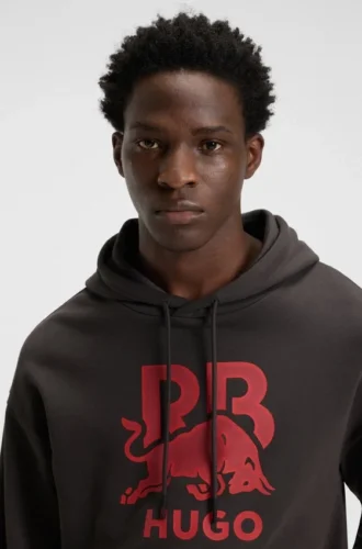 HUGO x RB bull-graphic hoodie in cotton terry