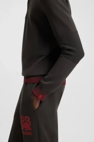 HUGO x RB contrast-stripe sweater with zip neck