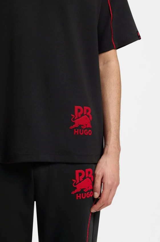HUGO x RB cotton-blend T-shirt with contrast piping HUGO x RB cotton-blend T-shirt with contrast piping