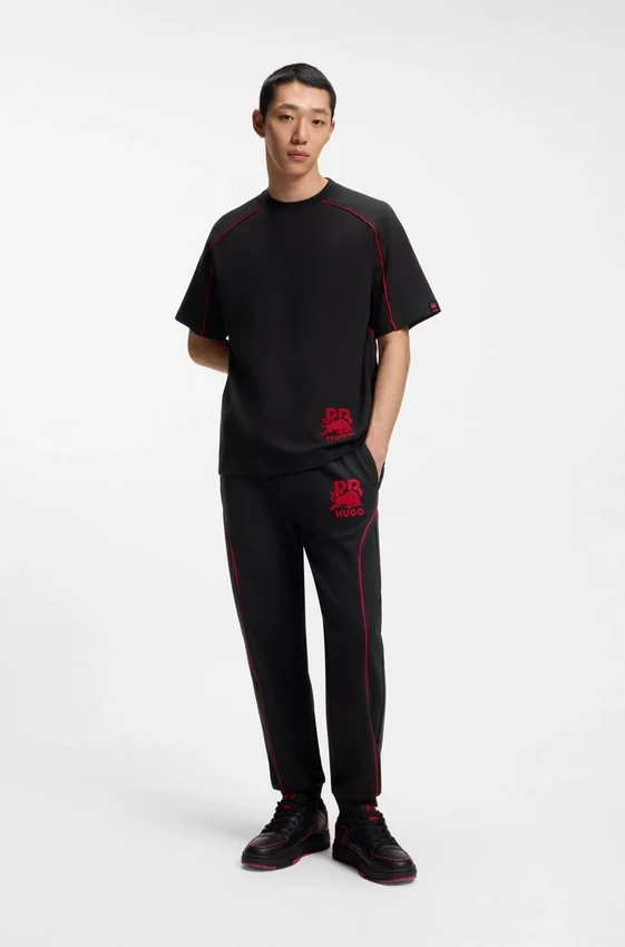 HUGO x RB cotton-blend T-shirt with contrast piping HUGO x RB cotton-blend T-shirt with contrast piping