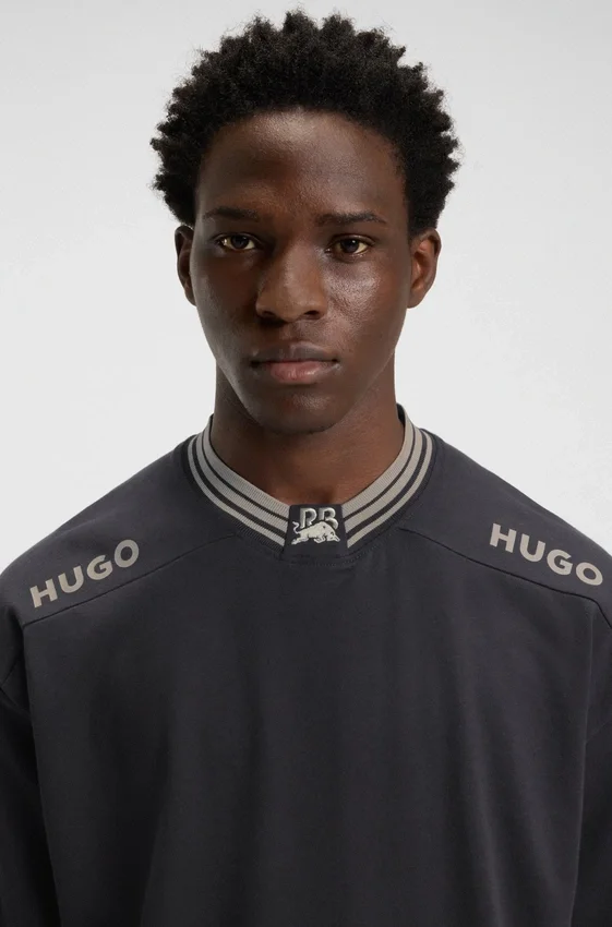 HUGO x RB cotton T-shirt with logos and tipping HUGO x RB cotton T-shirt with logos and tipping