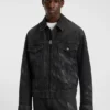HUGO x RB lasered-pattern jacket in black denim HUGO x RB lasered-pattern jacket in black denim
