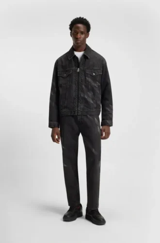 HUGO x RB lasered-pattern jacket in black denim