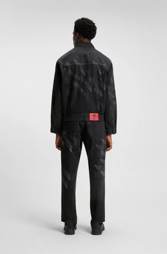 HUGO x RB lasered-pattern jacket in black denim HUGO x RB lasered-pattern jacket in black denim